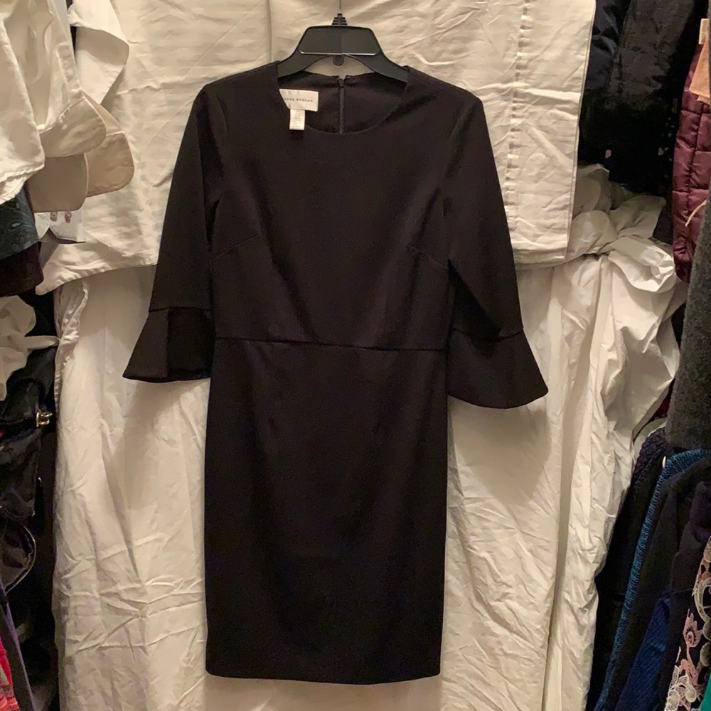 Donna Morgan bell sleeve black dress size 6 .